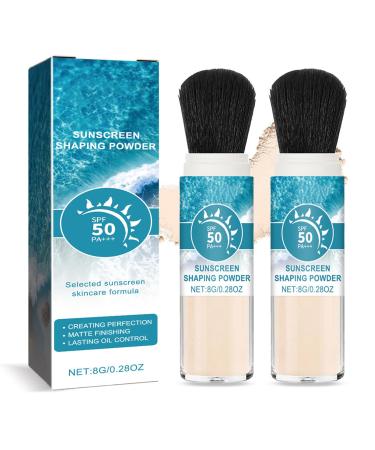 EONFAVE SPF 50 Sunscreen Powder 2 Pack Matte Loose Powder with Brush Oil Control Longlasting Set Powder Waterproof Makeup Powder Lightly Breathable Suitable for All Skin Types Translucent 16g 1er Pack