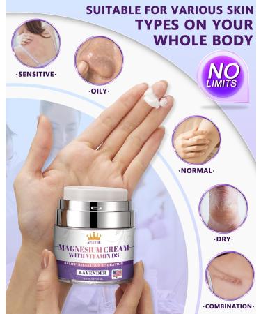 5-In-1 Magnesium Cream-Magnesium Lotion for Sleep Soothing Discomfort Moisturing&Hydrating with Lavender Vitamin D3 Chamomile Suitable for Youth & Adults All Skin Types (1.7 FL OZ) 1.7 Fl Oz (Pack of 1) - Buy Online on GoSupps.com