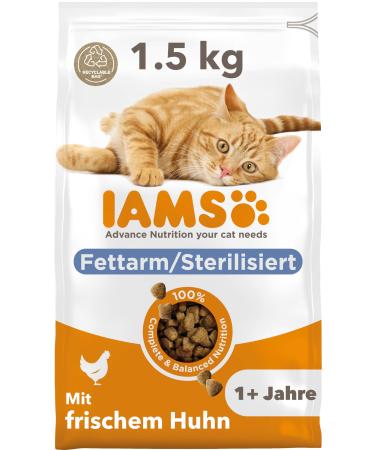 IAMS sterilized cat food dry with chicken - dry food for sterilized / neutered cats from 1 year 1.5 kg 1.5 kg (1 Pack)