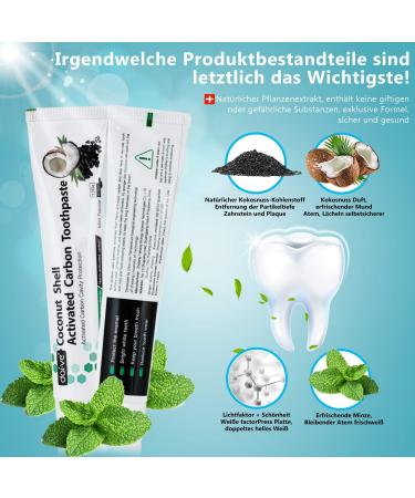 Activated Charcoal Toothpaste - Natural Black Toothpaste for Whiter Teeth - Coconut Activated Carbon - 2 Pack (120g) - International Shipping Available - Buy Online on GoSupps.com