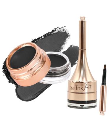 LXZJJM Waterproof 2-in-1 Deluxe Brow Pomade & Eyeliner Gel - Long-lasting Natural Brow Definition Eyebrow & Eyeliner Makeup Set Net content 6.4g/0.23 oz. (01#Black)