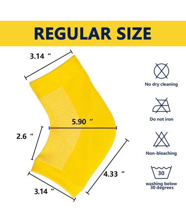 Moisturizing Gel Heel Socks - 2 Pairs for Cracked Feet Care | Night Treatment for Dry Heels | Spa Socks for Men & Women - Yellow Regular - Buy Online on GoSupps.com