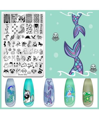 Biutee 4PCS Nail Stamping Plate Set with Stamper and Scraper - Starry Sky, Moon, Animal, Flower Patterns - Buy Online on GoSupps.com