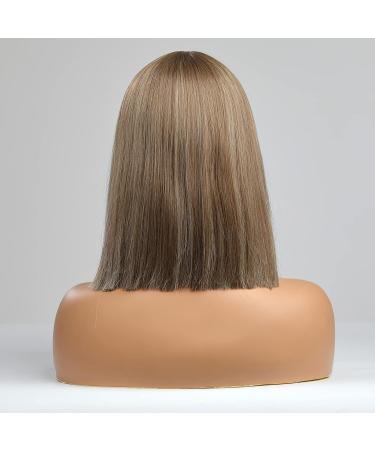HAIRCUBE Bob Wig for Women - Mixed Brown Shoulder Length with Natural Middle Part (12inch) - Buy Online on GoSupps.com