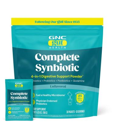 GNC Complete Synbiotic 4-in-1 Digestive Support Powder - Each Servings Contains Prebiotics Probiotics Post Biotics and Glutamine (30 Servings)