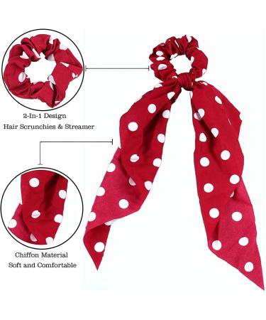 Hair Scarf Scrunchies Bow Scrunchies for Hair Chiffon Floral Scarf BowPonytail Holder for Women Girls (dial point) - Buy Online on GoSupps.com