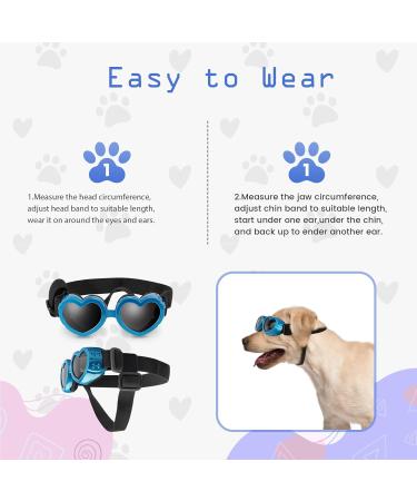 UV Protective Dog Sunglasses - Windproof Adjustable Heart Shape Waterproof for Small Dogs - Blue - Buy Online on GoSupps.com