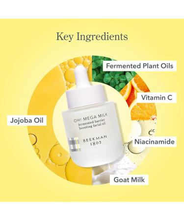 Beekman 1802 Oh! Mega Milky Oil Facial Oil Includes 1 fl oz & 0.5 fl oz Bottles Niacinamide & Vitamin C for Radiance & Barrier Support Fragrance Free Cruelty Free Packaging May Vary - Buy Online on GoSupps.com