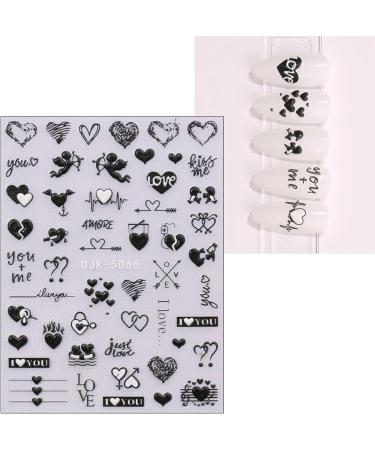 JMEOWIO 6 Sheets 3D Embossed Valentines Day Heart Nail Art Stickers Decals Self-Adhesive 5D Cute Colorful Nail Supplies Nail Art Design Decoration Accessories - Buy Online on GoSupps.com