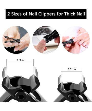 Extra Wide Jaw Nail Clippers for Thick Nails - Stainless Steel Toenail Trimmer Set for Seniors & Men & Women - Black, 3 Pcs with Nail File - Buy Online on GoSupps.com