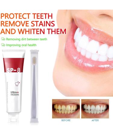 Sp-8 Whitening Toothpaste Sp-8 Niacinamide Intensive Whitening Toothpaste Sp-8 Probiotic Toothpaste Sp-8 Probiotic Toothpaste Sp-8 Teeth Whitening Toothpaste (White toothbrush+toothpaste x1 M) - Buy Online on GoSupps.com
