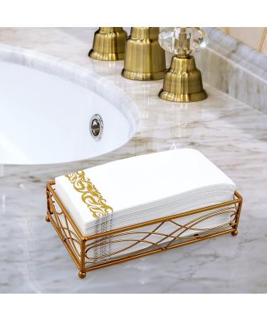 LEKOCH 100 Pcs Disposable White Napkins with Gold Design - Premium Air Laid Fabric-like Napkins for Weddings - 43x30 cm Luxury Party Supplies - Buy Online on GoSupps.com