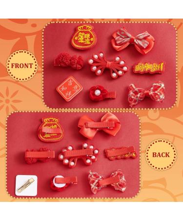 AHANDMAKER 8 Pairs Chinese Style Hair Clips Chinese New Year Hair Accessories Christmas Hair Clips Cartoon Pattern Bow Hair Clip for Christmas Spring Festival Decor Chinese Style Hair Clips#5 - Buy Online on GoSupps.com