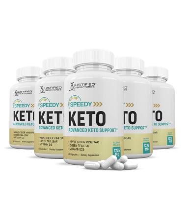 Justified Laboratories (5 Pack) Speedy Keto ACV Pills 1275MG Formulated with Apple Cider Vinegar Keto Support Blend Alternative to Gummies 300 Capsules
