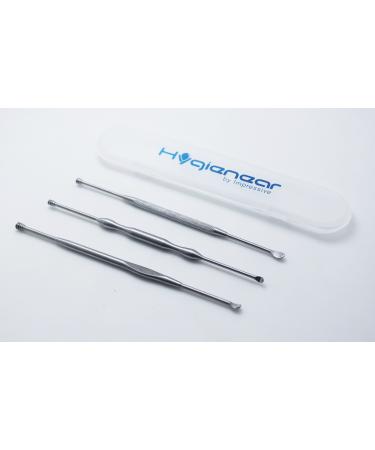 HYGIENEAR 3-Piece Set - Ear Wax Pick Remover Curettes - Better Ear Hygiene with Medical Grade Ear Cleaning Tools