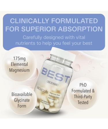 BEST Magnesium Glycinate Supplement for Women - High Absorption Breakthrough for Sleep Stress - Menopause Symptoms Magnesium for Women Over 40 - Gentle on Stomach Non-GMO Vegan - 30 Day Supply - Buy Online on GoSupps.com