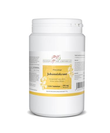 St. John's wort tablets 390mg |1230 tablets hypericum perforatum |Top premium quality from Austria |Vegan tablets instead of capsules without additives |Real St. John's wort Herrgottsblut tablets 1230 pieces (1 Pack)