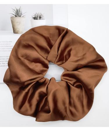 INNCHY XXL Large Satin Silk Scrunchie - Oversize Hair Tie for Girls - No Damage Elastic Ponytail Holder - Washable (Large Brown) - Buy Online on GoSupps.com