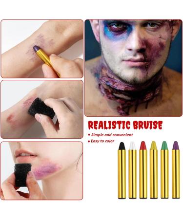 Ptesuply SFX Halloween Makeup Kit Fake Blood for Halloween Adult Makeup Kit Contains Scar Wax Fake Blood Spray + Drops + Coagulated Gel 6 Colors - Buy Online on GoSupps.com