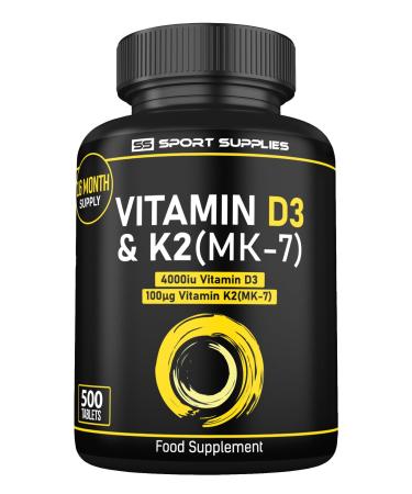 Vitamin D3 K2-500 Micro Tablets - 16 Month Supply - Vitamin d3 4000 iu and k2 100 g (MK7) - Vegetarian and UK Manufacture - Supports Immune Sytem & Bone Health