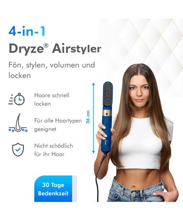 Dryze Airstyler 5-in-1: Curling Iron Hair Dryer & Hot Air Brush - Vinca Blue | International Shipping Available - Buy Online on GoSupps.com