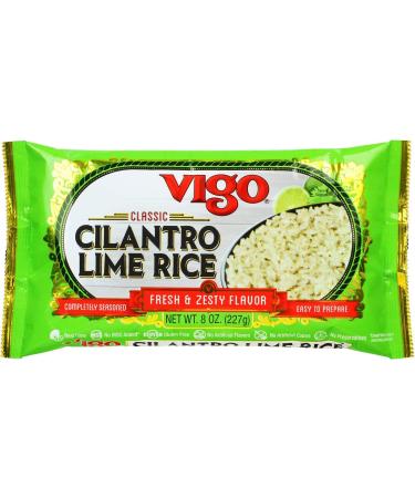 Vigo Authentic Cilantro Lime Rice, Fresh & Zesty Low Fat, 8oz (Cilantro Lime, 8 Ounce (Pack of 12)) Cilantro Lime 8 Ounce (Pack of 12)