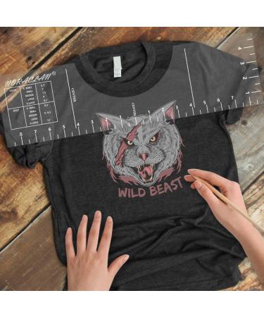 T-Shirt Rulers Guide, Shirt Alignment Tool for Applying Vinyl and Sublimation Designs On Shirts with Size Chart Built-in - HTV Alignment Tool Transparent
