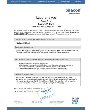 Green Food Potassium 250 mg - 180 Vegan Tablets for Nervous System Muscle Function & Blood Pressure | No Artificial Additives Non-GMO - Buy Online on GoSupps.com