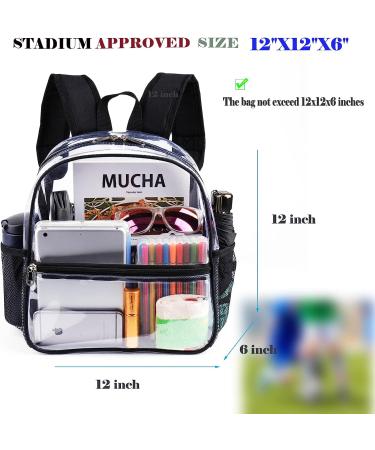 Fomaris Mini Clear Stadium Approved Backpack 12x12x6 (Black) - Small Transparent Plastic Backpack for Sports Events & Concerts - Buy Online on GoSupps.com