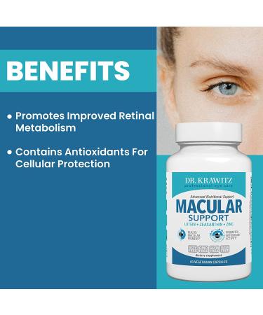 Macular Support with Lutein, Zeaxanthin & Zinc - 60 Vegetarian Capsules - Buy Online on GoSupps.com