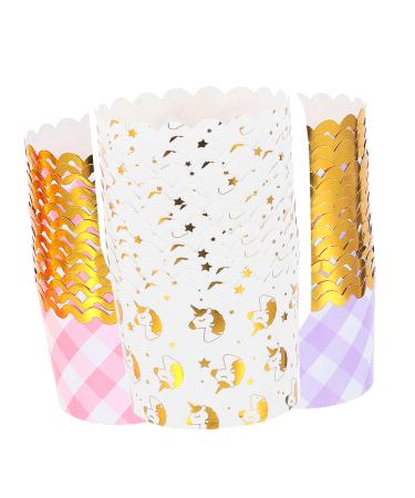 OUNONA 50 Pcs Unicorn Muffin Cup Cupcake Cup Cupcake Sleeve Wedding Cake Stands Muffin Paper Case Muffins Cups Crystal Candy Dish Garlic Holder Paper Cups Baking Cups Disposable Lining 6X5.4X5.4CM Assorted Color