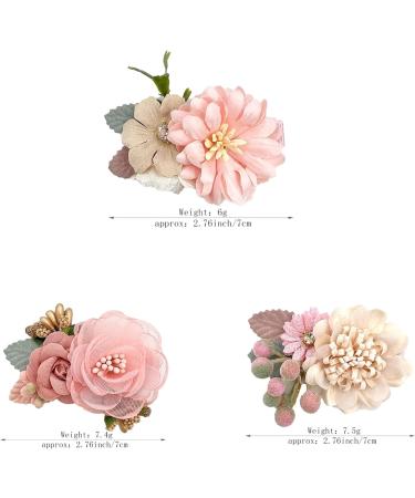 GAVIK Set of 3 Pink Flower Hair Clips for Girls Handmade and Durable Accessories - Buy Online on GoSupps.com