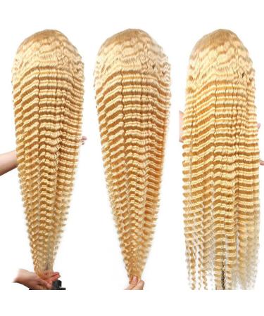 ELISHEVA 613 Deep Wave Blonde Lace Front Wig | 20 Human Hair 180% Density | Pre Plucked with HD Lace Frontal for Women - Buy Online on GoSupps.com