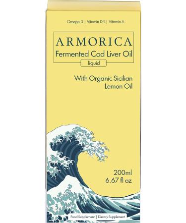 Armorica Cold Processed Lacto-Fermented Cod Liver Oil 200ml - Sicilian Lemon | Raw & Premium Quality | Made with Atlantic Cod in the UK - Buy Online on GoSupps.com