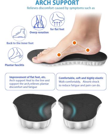 3D Sports Shoe Insoles for Men & Women - MARRDO Plantar Fasciitis Memory Foam Inserts for Running & Shock Absorption (Black XL Size - Buy Online on GoSupps.com
