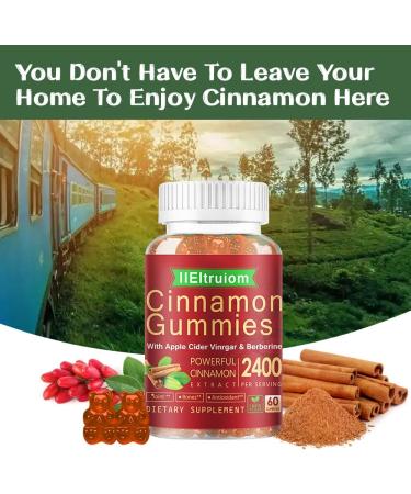 IIEltruiom Cinnamon Supplements, Cinnamon Gummies 2400mg with Berberine, Turmeric, Apple Cider Vinegar, Bitter Melon, Chromium - Vegan, Non-GMO 60 Counts - Buy Online on GoSupps.com