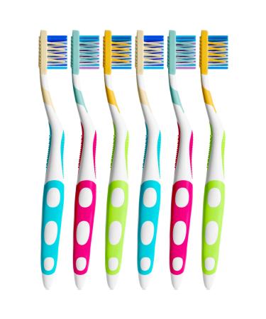 Reusable Toothbrushes Individually Wrapped Medium Soft Standard Classic Brushes with Nylon Bristles for Dental Health Oral Hygiene Tooth Care - 6 Pack by Blasting Health