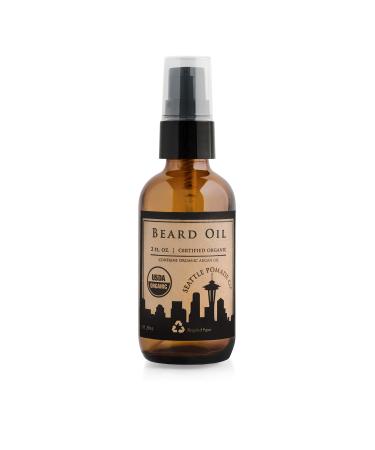 Seattle Pomade Co. Certified Organic Beard Oil for Men Promotes Growth for Soft and Itch Free Facial Hair Argan and Castor Oil Formula Grooms and Tames Beards and Soothes Dry Skin Beard Care.