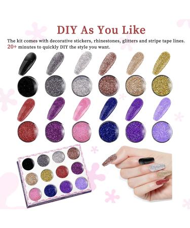 Poly Gel Nail Kit with UV Lamp - 12 Glitters & 68ml Clear Poly Nail Gel - Ultimate DIY Starter Kit for Beginners - Buy Online on GoSupps.com