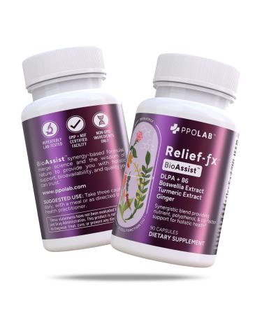 PPO Lab BioAssist Relief-Fx Whole-Body Relief Turmeric Capsules Mobility & Joint Support Supplement Turmeric Curcumin with Black Pepper Ginger DL-phenylalanine & Boswellia Extract 90 Capsules