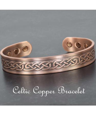 Copper Magnetic Bracelet Men Women Celtic Copper Bangle Cuff Magnetic Band Copper Magnetic Jewellery Holistic Neodymium Magnets-CEK (M: Wrist 16.5-19.5cm/6.5-7.7") - Buy Online on GoSupps.com