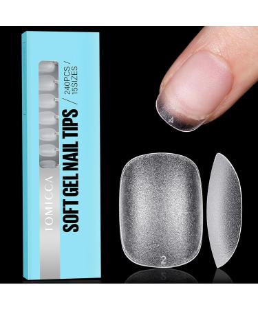 Tomicca oval 240 pieces of artificial nail tips for gelnail nail tips wrong nail French ultra short tips for nails full cover nail tips for nail studios and diy nail art 15 sizes 7.ultra short oval 240