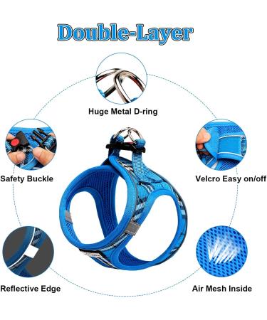 Suredoo Dog Harness for Small Dogs - Reflective & Breathable with Leash | XS Blue Checked | Perfect for Puppies & Medium Dogs - Buy Online on GoSupps.com