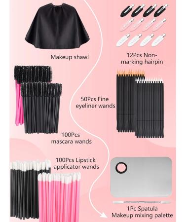 LIONVISON Disposable Makeup Applicators Makeup Mixing Palette with Spatula and 262 PCS Disposable Makeup Brush Tools Mascara Wands Lip Brushes Eyeliner Brushes Makeup Hair Clips with Organizer Box - Buy Online on GoSupps.com