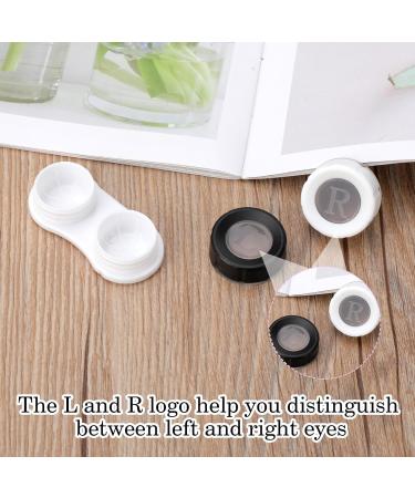 Amaxiu 2Pcs Contact Lens Case Cute Contact Lens Box Holder with Mirror Portable Soak Storage Kit with Remover Tool Tweezer Solution Bottle Colorful Contact Lens Container For Travel Home(White+Black) - Buy Online on GoSupps.com
