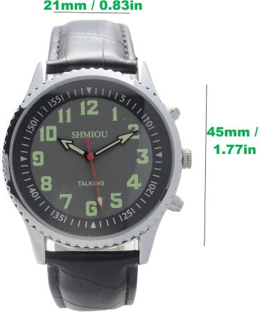 SHMIOU English Talking Watch for Blind & Visually Impaired Women - Black Leather Strap Band, Quartz with Alarm | XM-UK-230502 - Buy Online on GoSupps.com