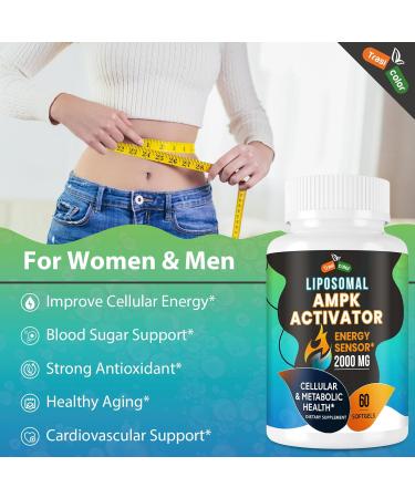 AMPK Activator Supplement 2000mg- Liposomal Technology - High Absorption Berberine DIM Resveratrol Quercetin Milk Thistle Cinnamon- 60 Softgels for Energy & Cellular Support 60 Count (Pack of 1) - Buy Online on GoSupps.com