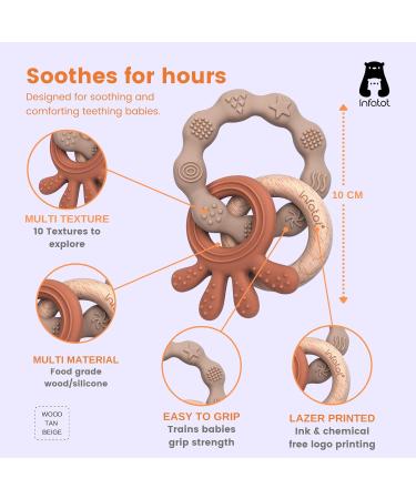 Infatot Teething Toys for Baby - MultiTexture Silicone Teethers | Baby Essentials 0-6 Months | Neutral Tan & Beige | Baby Shower Gift - Buy Online on GoSupps.com