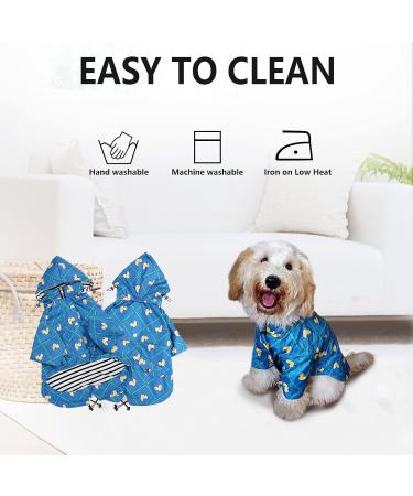 Minezi Waterproof Dog Coat - Zipper & Reflective Buttons Adjustable Strap Removable Hood Blue Checkered M (49-58cm) - Buy Online on GoSupps.com