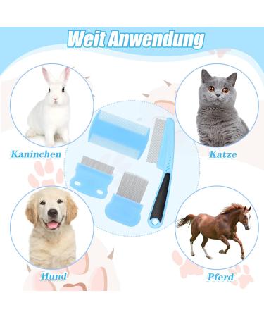 Tonyg-P Flea Comb Set for Cats & Dogs - 4-Piece Pet Care Kit | Tear Stain Remover & Grooming Tool in Blue - Buy Online on GoSupps.com